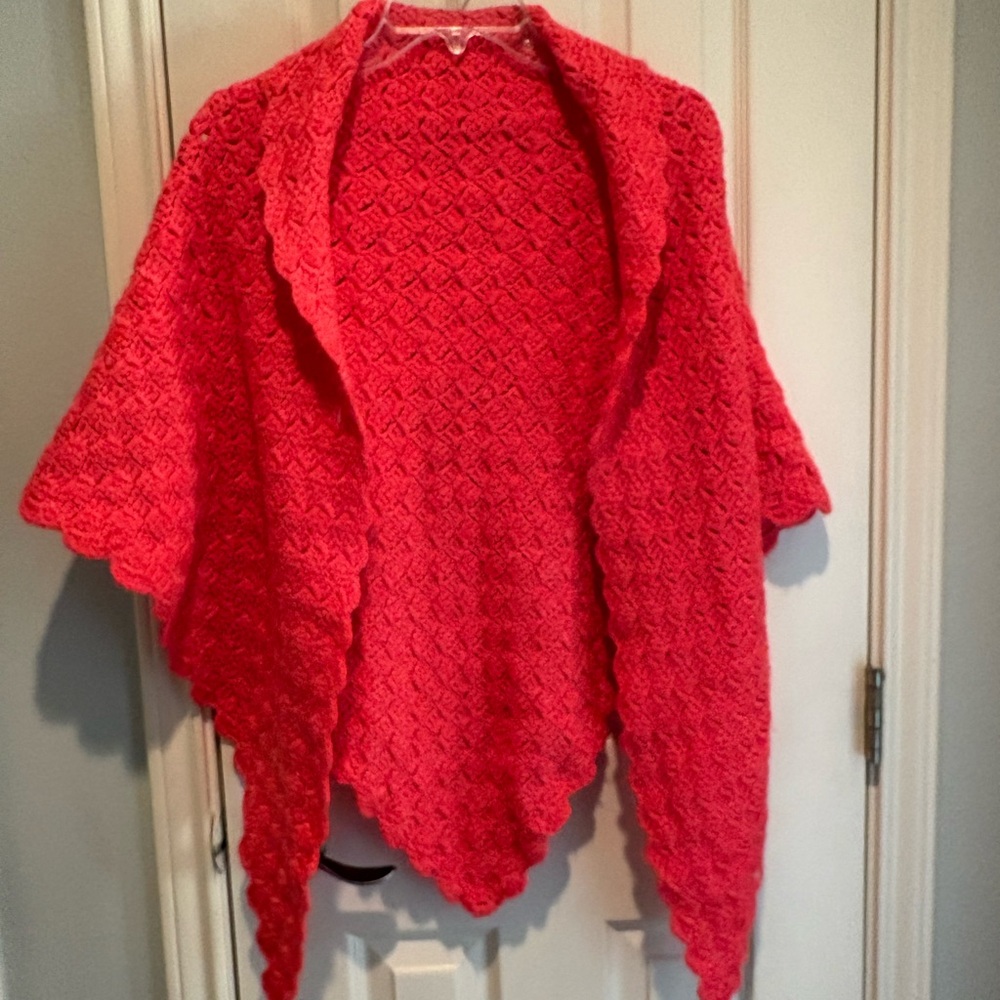 Women's Coral Open-Front Knit Shawl Sweater/Cardigan